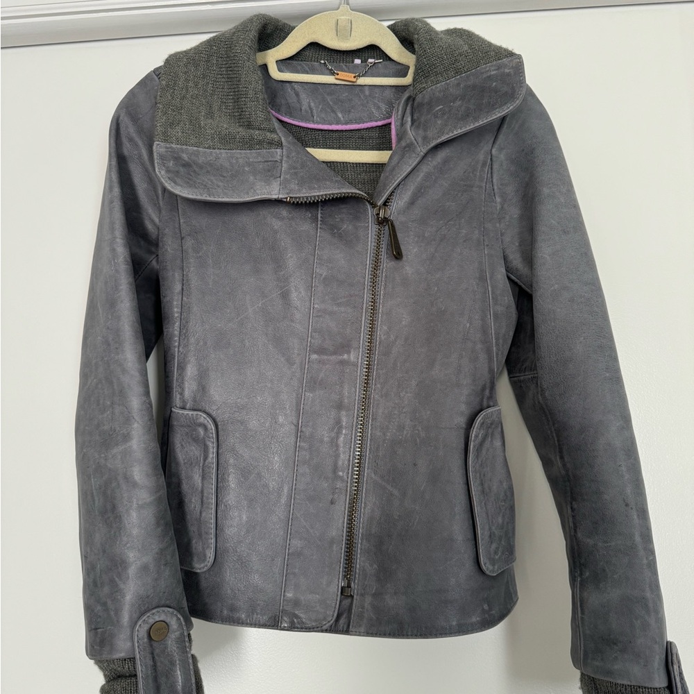 Gray Women's Leather Jacket